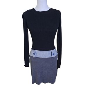 Iz Byer Elegant Black & Gray Mini Sweater Dress